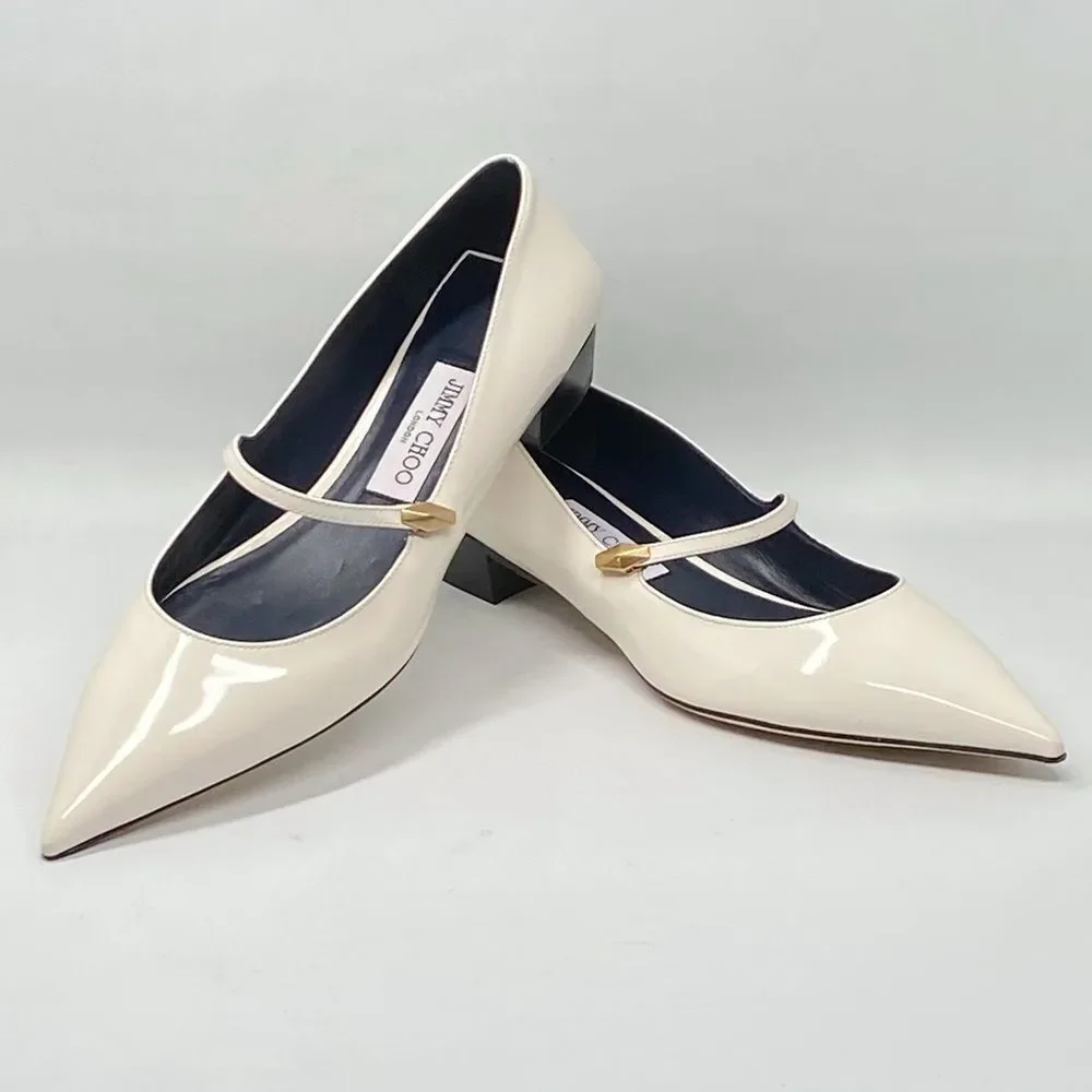 Jimmy Choo Carolyn Leather Mary Jane Flats size 38.5